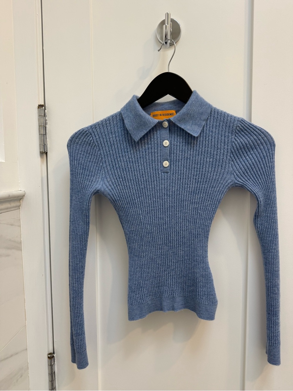 Guest in residence blue cashmere long sleeved polo